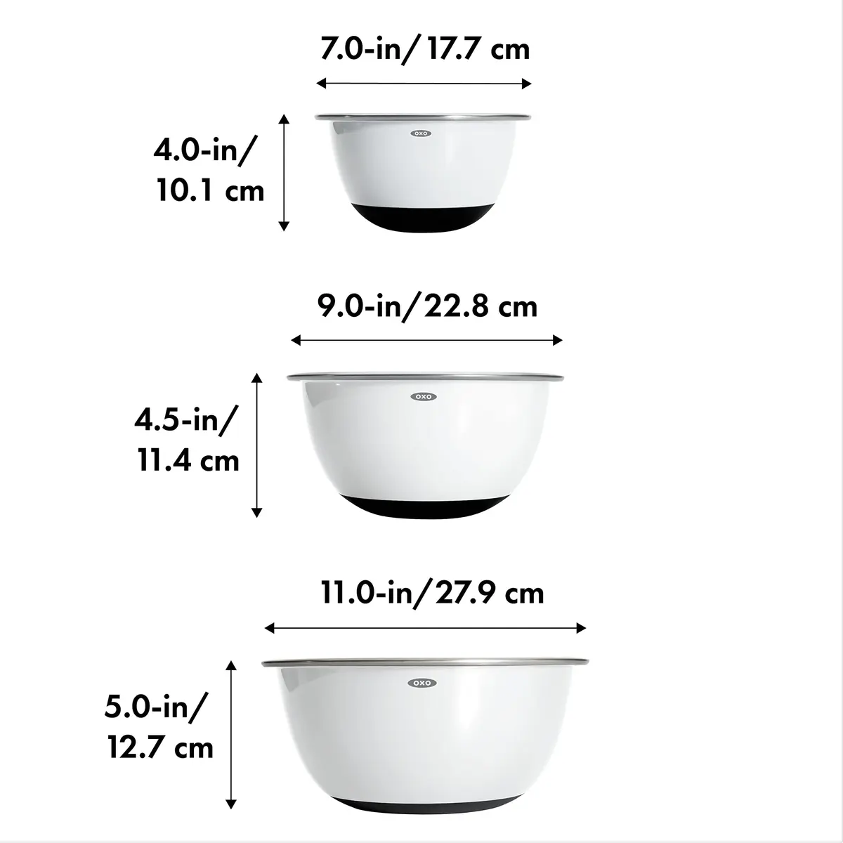 OXO Good Grips Stainless Steel Mixing Bowl Set - 3-Piece, 1.9L (1.5qt) / 2.8L (3qt) / 4.7L (5qt) | Nesting Bowls for Baking & Cooking - view 6