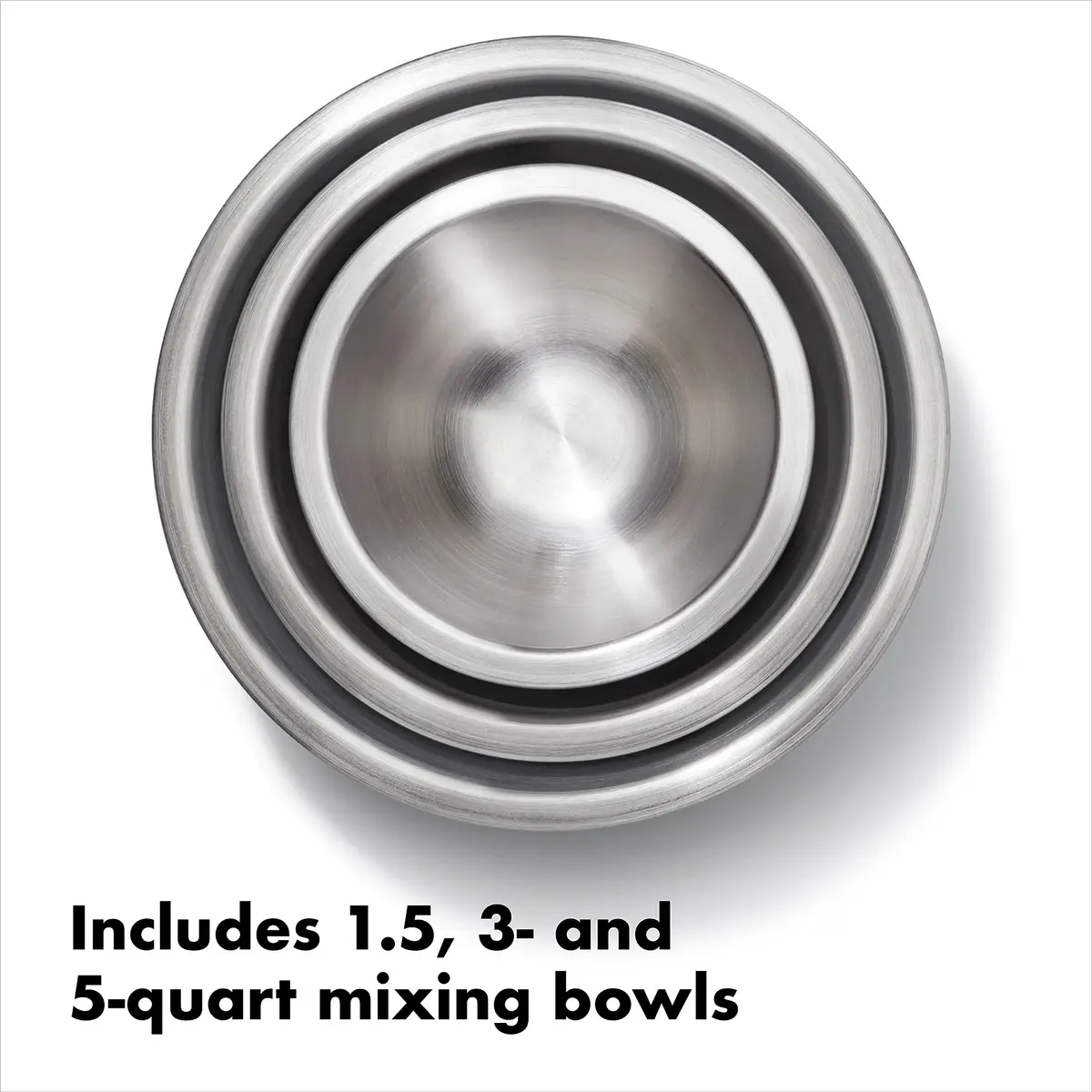 OXO Good Grips Stainless Steel Mixing Bowl Set - 3-Piece, 1.9L (1.5qt) / 2.8L (3qt) / 4.7L (5qt) | Nesting Bowls for Baking & Cooking - view 2