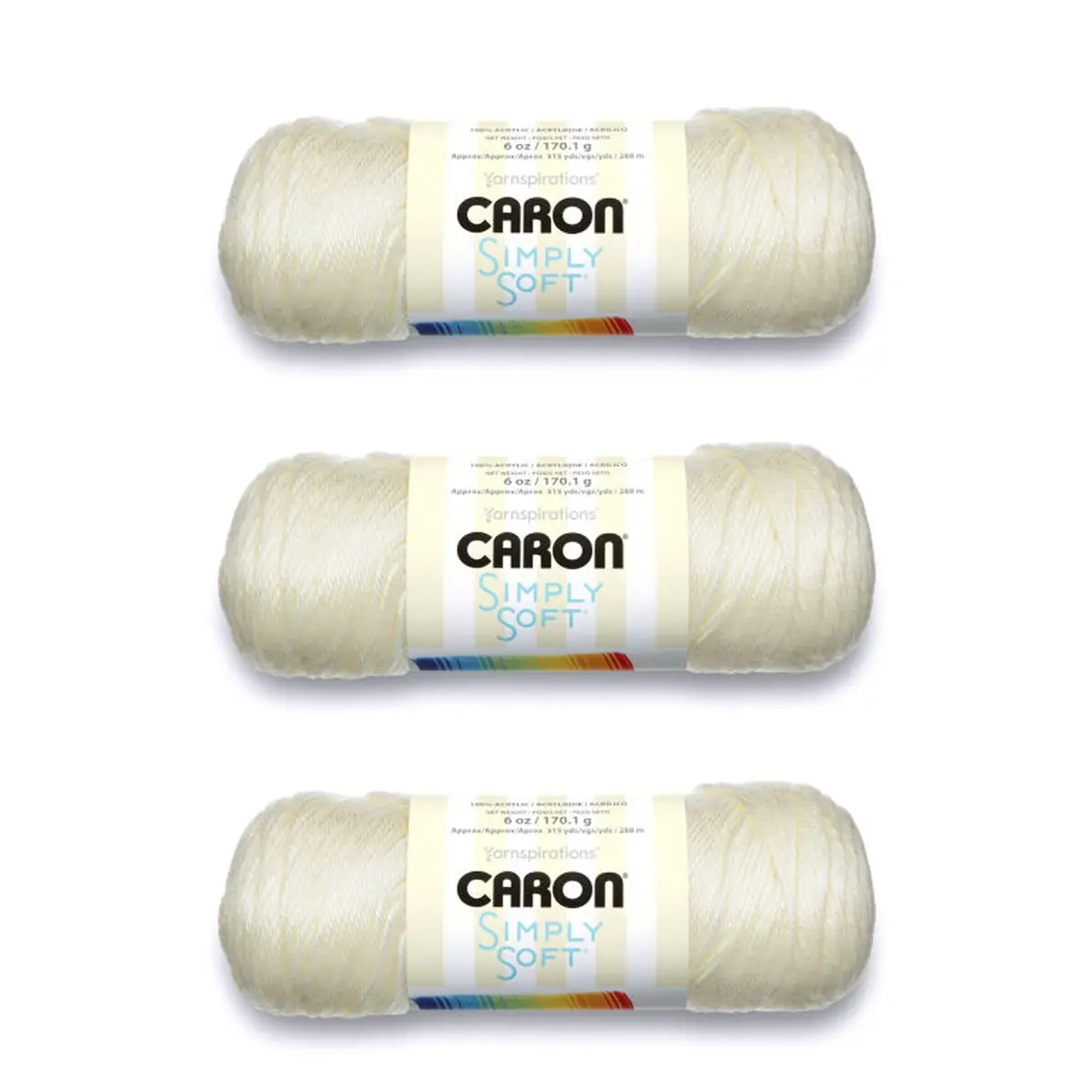 Caron Simply Soft Yarn (4) Medium Gauge 6 oz Off White | 100% Acrylic, Machine Wash & Dry - main product image