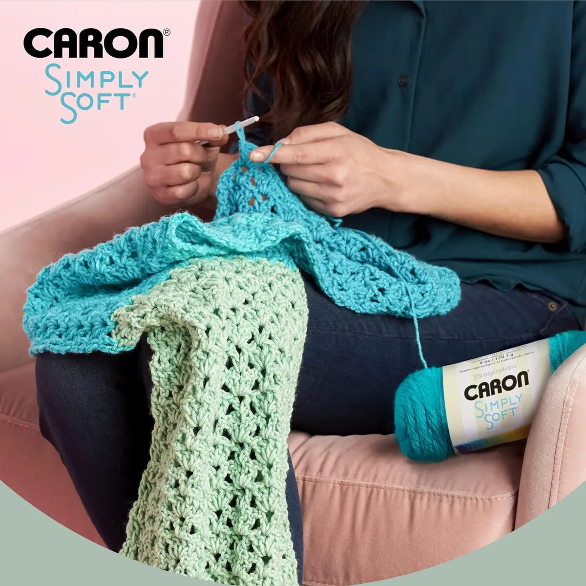 Caron Simply Soft Yarn Sage | Versatile Medium Gauge 6 oz | Machine Wash & Dry - view 2