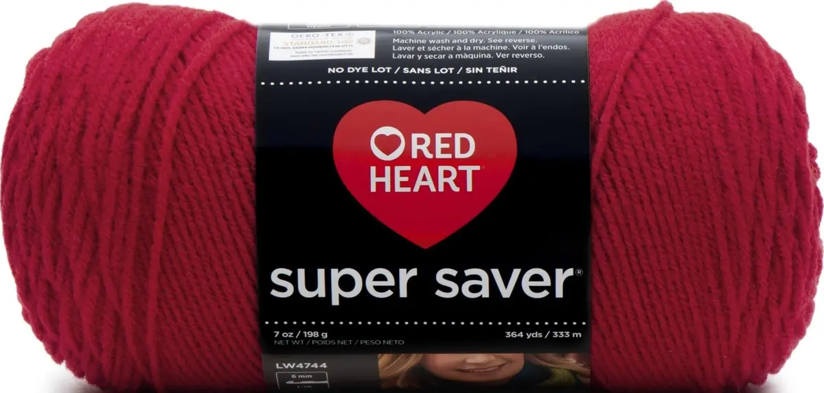 Red Heart Super Saver Yarn Cherry Red Medium Worsted Weight 198g (7oz) | 364 Yards Acrylic for Knitting & Crochet - main product image