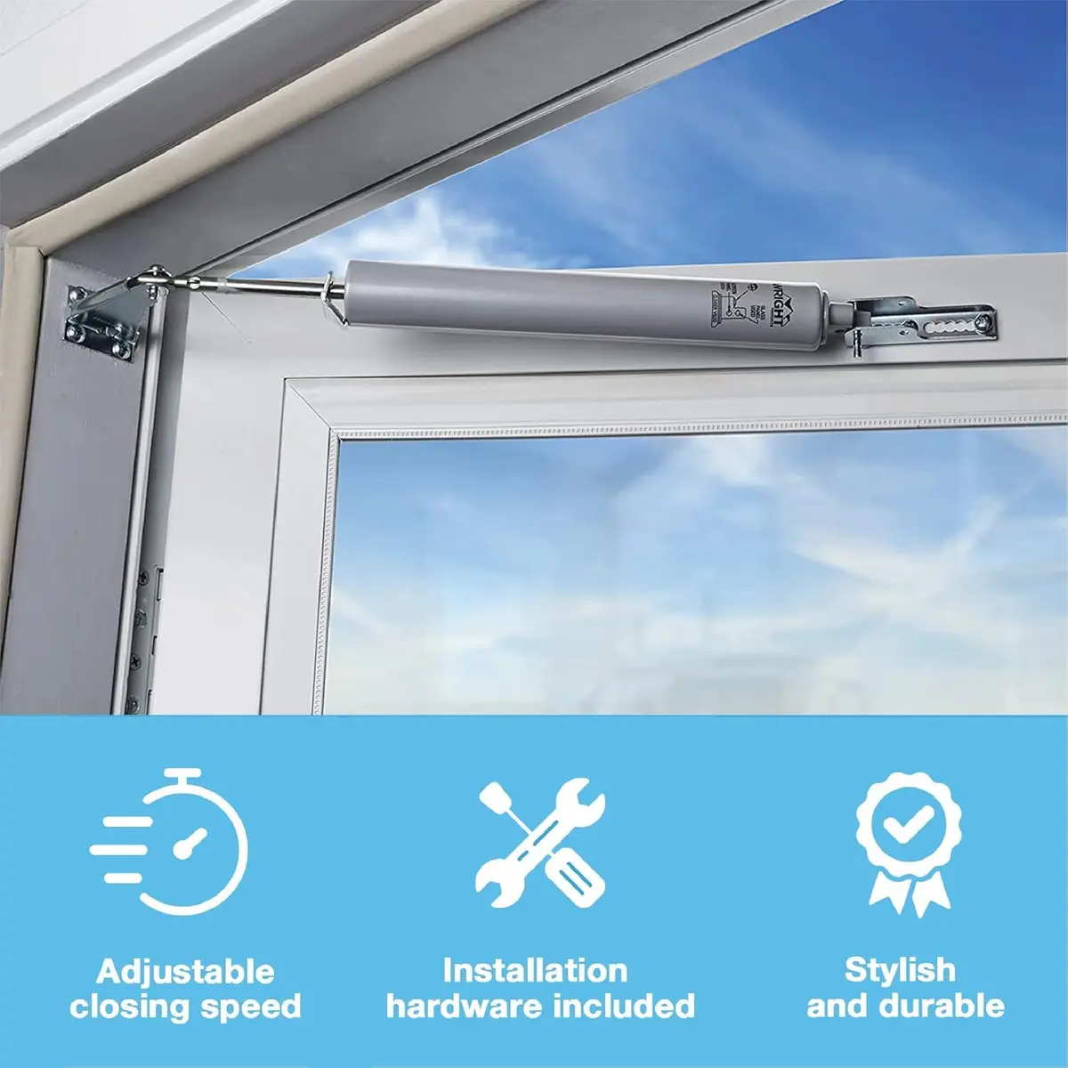 Wright Products Pneumatic Door Closer, Medium | Aluminum for Out-Swinging Doors - view 3