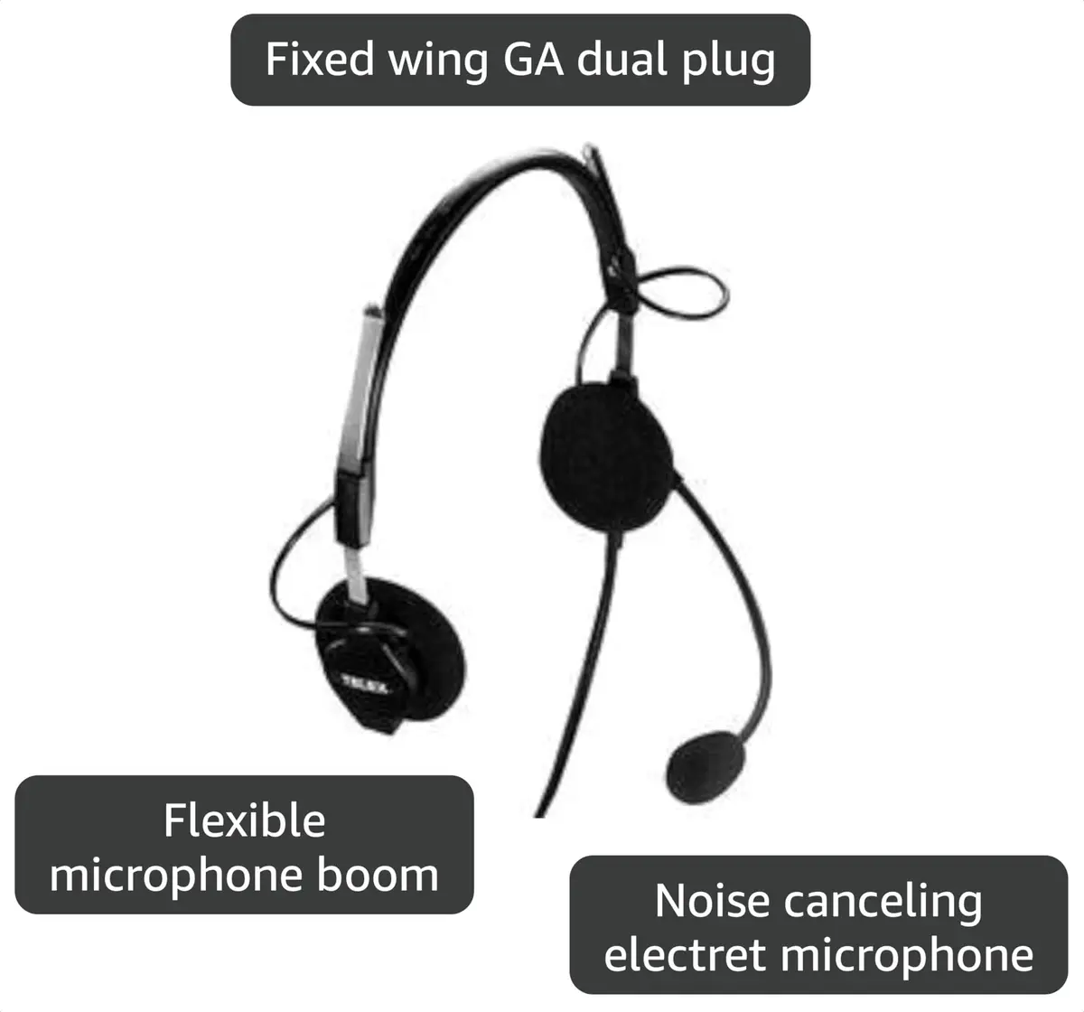 Telex Airman 750 Aviation Headset | FAA TSO Approved, Noise Cancelling, Fixed Wing GA Dual Plug - view 2