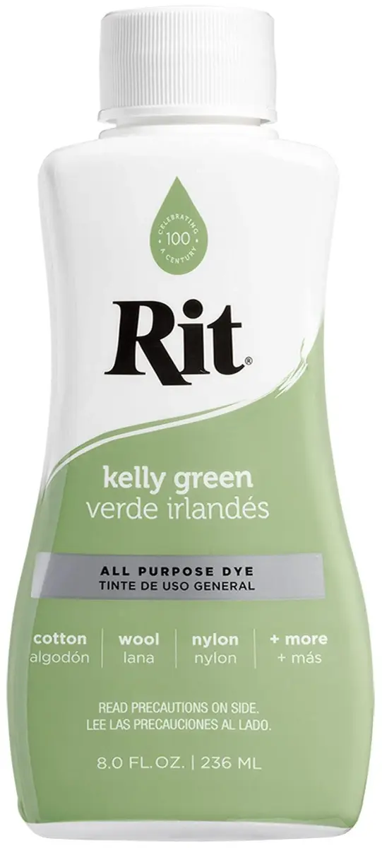 Rit All-Purpose Liquid Fabric Dye, Kelly Green 237ml (8 Fl Oz) - Vibrant Color for Cotton, Linen, Silk, Wool - main product image