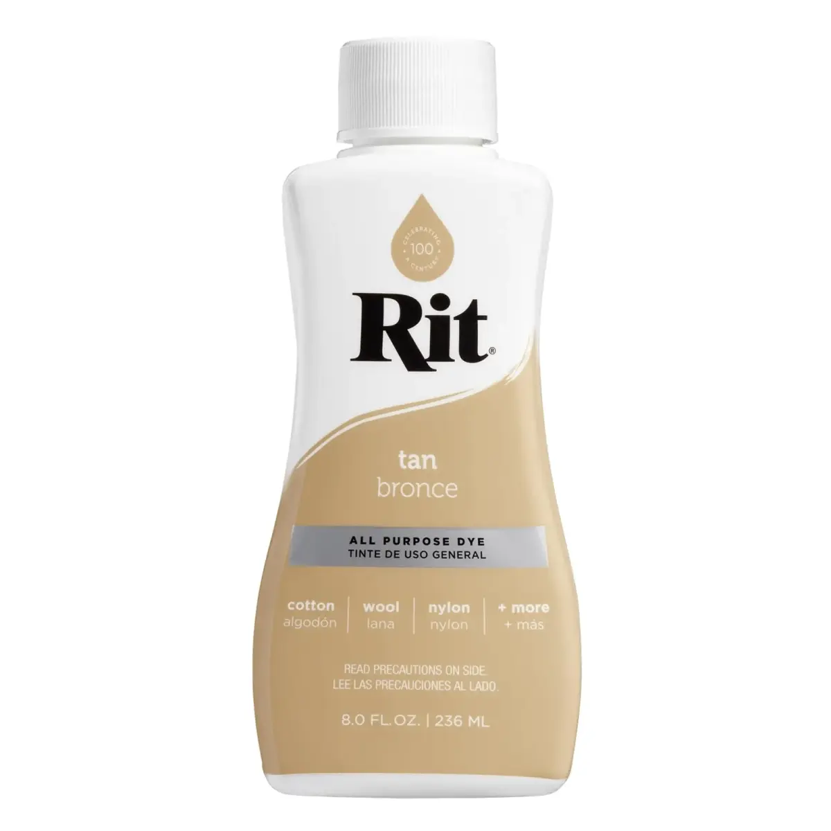 Rit All-Purpose Liquid Fabric Dye, Tan 237ml (8 Fl Oz) - Concentrated Color for Cotton, Linen, Silk, Wool, Rayon, Nylon - main product image