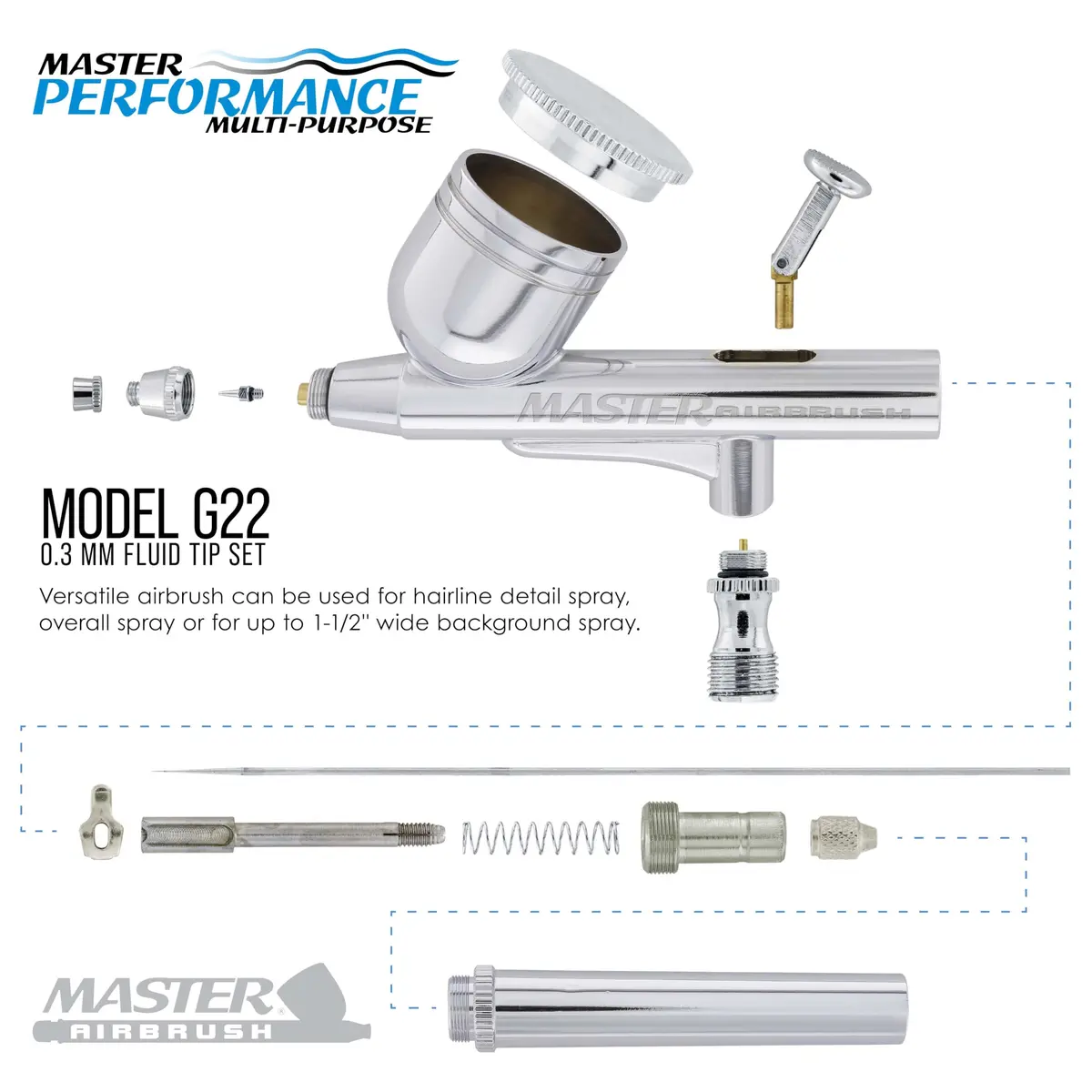 Master Airbrush Cool Runner II Tank Compressor with Gravity Airbrush Kit | 3L Tank, Quiet Operation, 0.3mm Tip - view 3