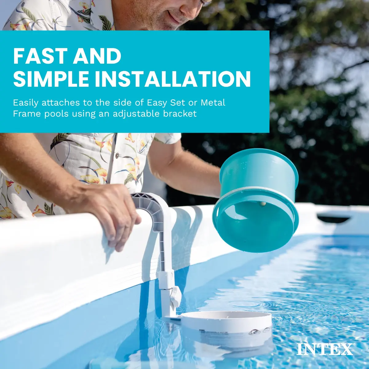 Intex Deluxe Wall Mount Pool Surface Automatic Skimmer 8.25 in L x 9.5 in W x 13 in H | Keeps Pool Clean Automatically - view 4