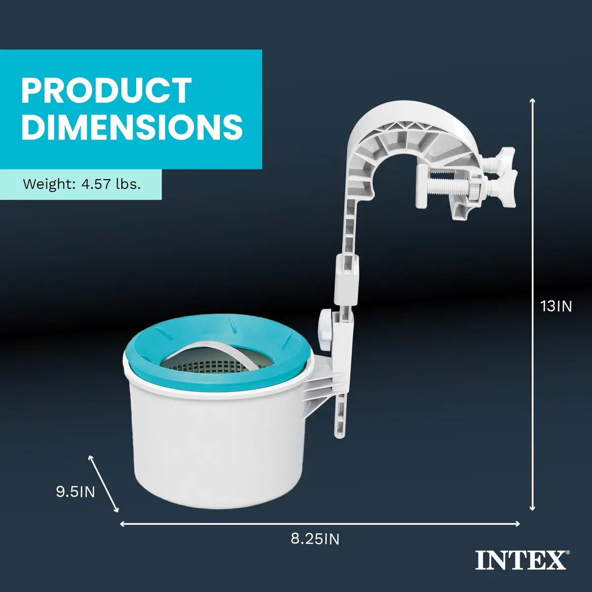 Intex Deluxe Wall Mount Pool Surface Automatic Skimmer 8.25 in L x 9.5 in W x 13 in H | Keeps Pool Clean Automatically - view 3
