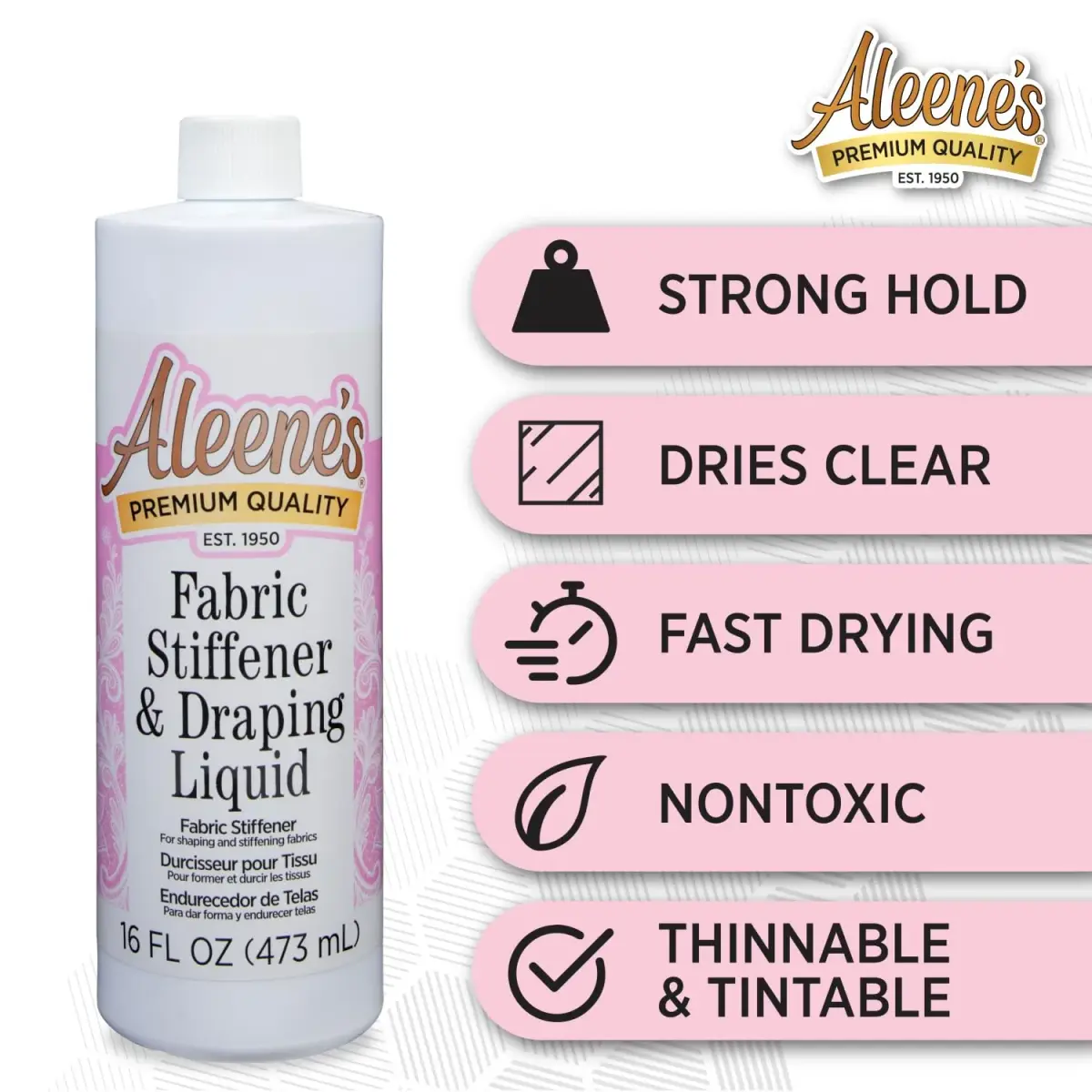 Aleene's Fabric Stiffener and Draping Liquid 473ml (16 Fl Oz) | Nontoxic, Quick Drying Formula for Shaping Fabrics - view 2