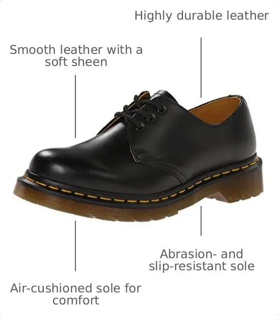 Dr. Martens Women's 1461 3-Eye Leather Oxford Shoe 6 M US | Classic Black Smooth Leather - view 4