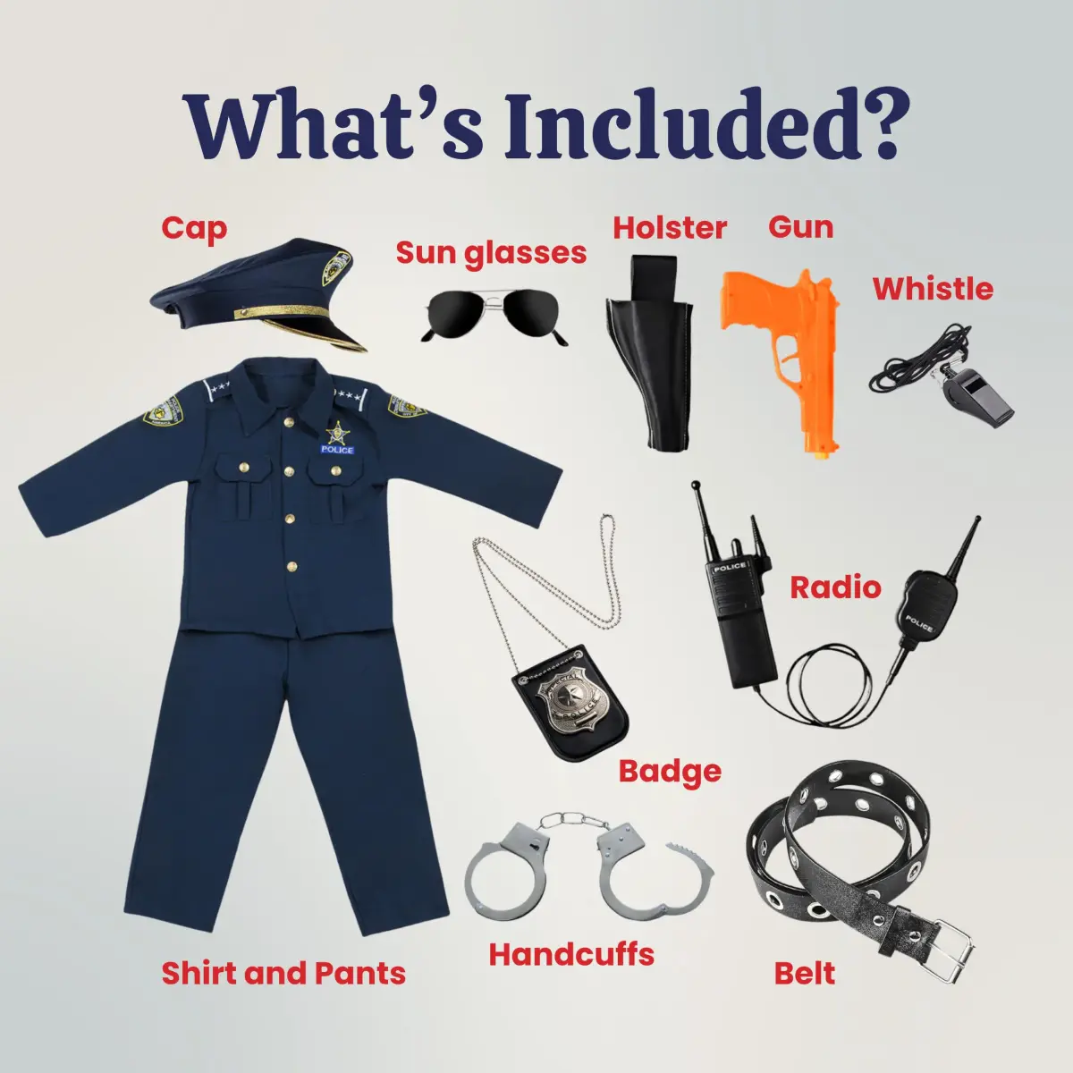 Dress Up America Police Costume for Kids - Medium (11-Piece Set) | Realistic Cop Uniform with Accessories - view 2