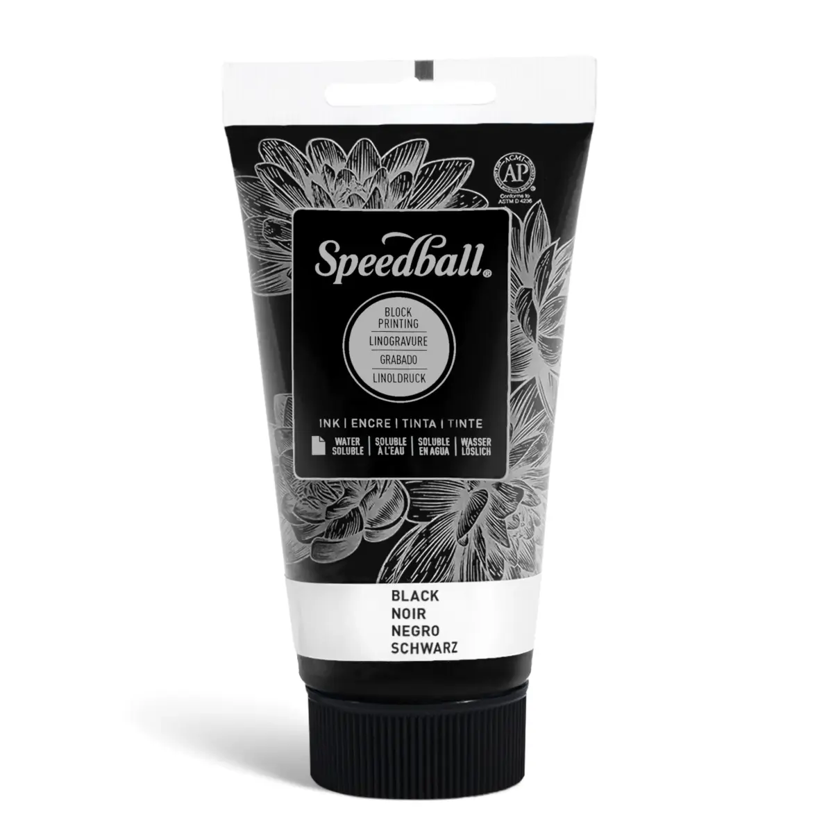 Speedball Black Water-Soluble Block Printing Ink 75ml (2.5 fl oz) | Professional Grade for Lino & Wood Blocks - main product image