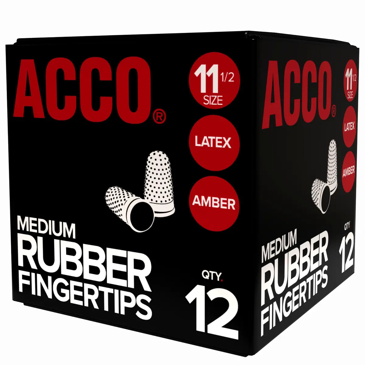 ACCO Rubber Finger Tips Size 11.5 Medium Nubbed Grip 12 Count | Durable, Amber - main product image