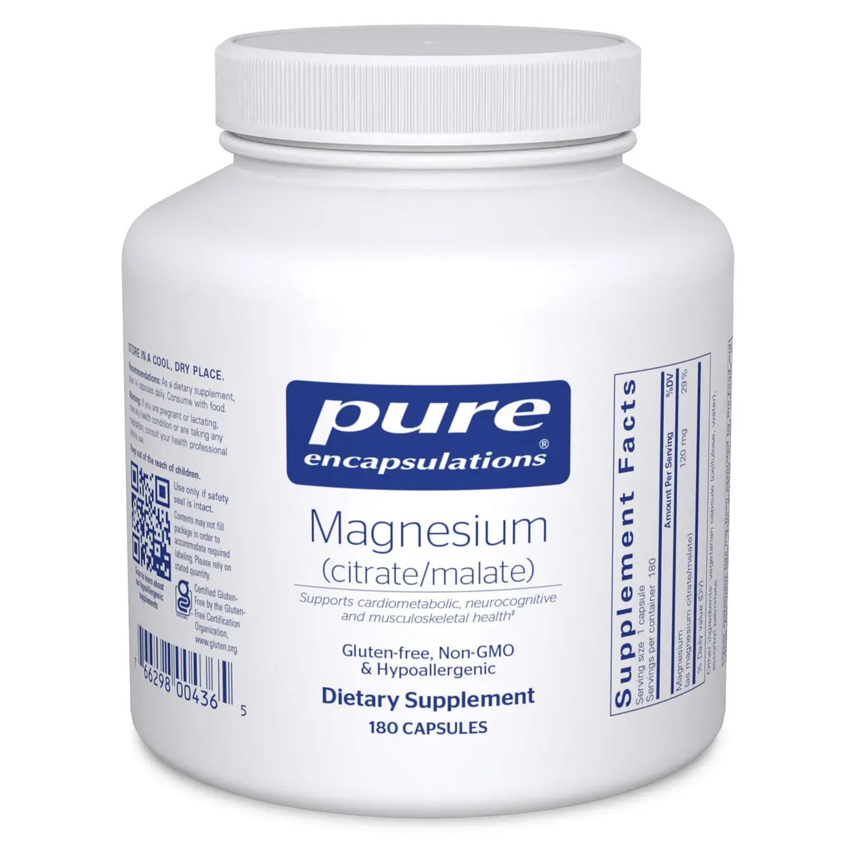 Pure Encapsulations Magnesium (Citrate/Malate) 180 Capsules | Supports Nutrient Metabolism & Energy Production - main product image