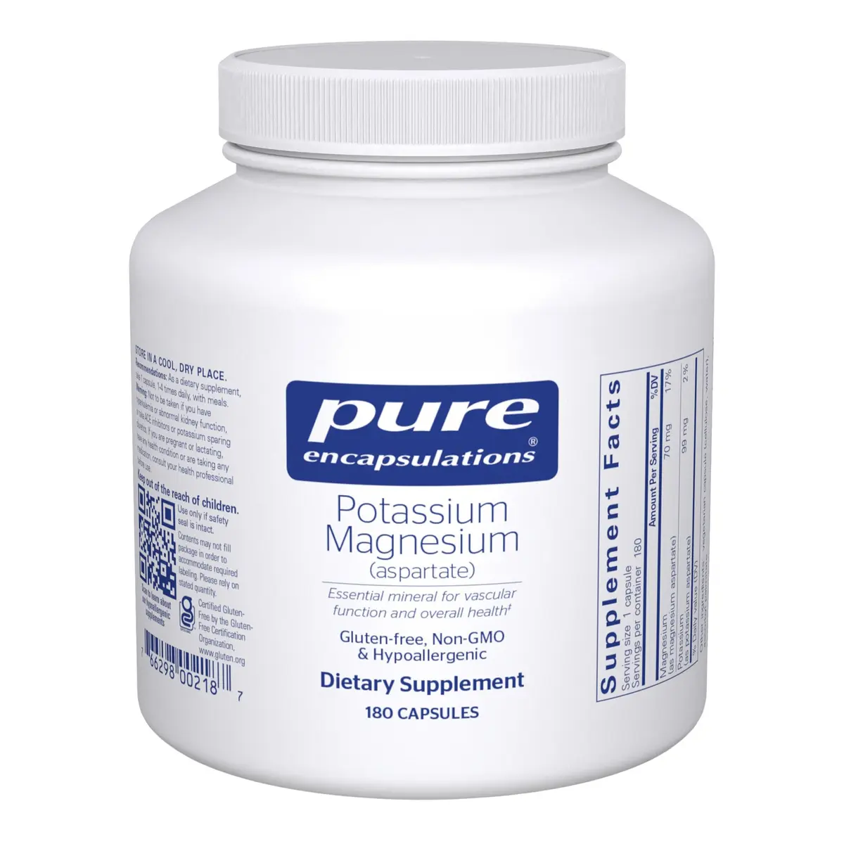 Pure Encapsulations Potassium Magnesium (Aspartate), 180 Capsules | Supports Heart, Nerve & Muscle Function - main product image