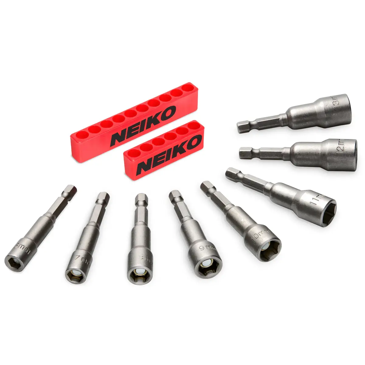 NEIKO 10065A 1/4” Hex Shank Magnetic Impact Nut Driver Set | 8 Piece Metric 6-13 MM | Cr-V Steel - main product image