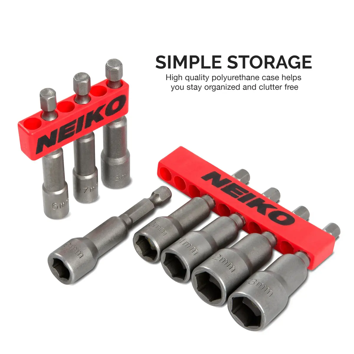 NEIKO 10065A 1/4” Hex Shank Magnetic Impact Nut Driver Set | 8 Piece Metric 6-13 MM | Cr-V Steel - view 4