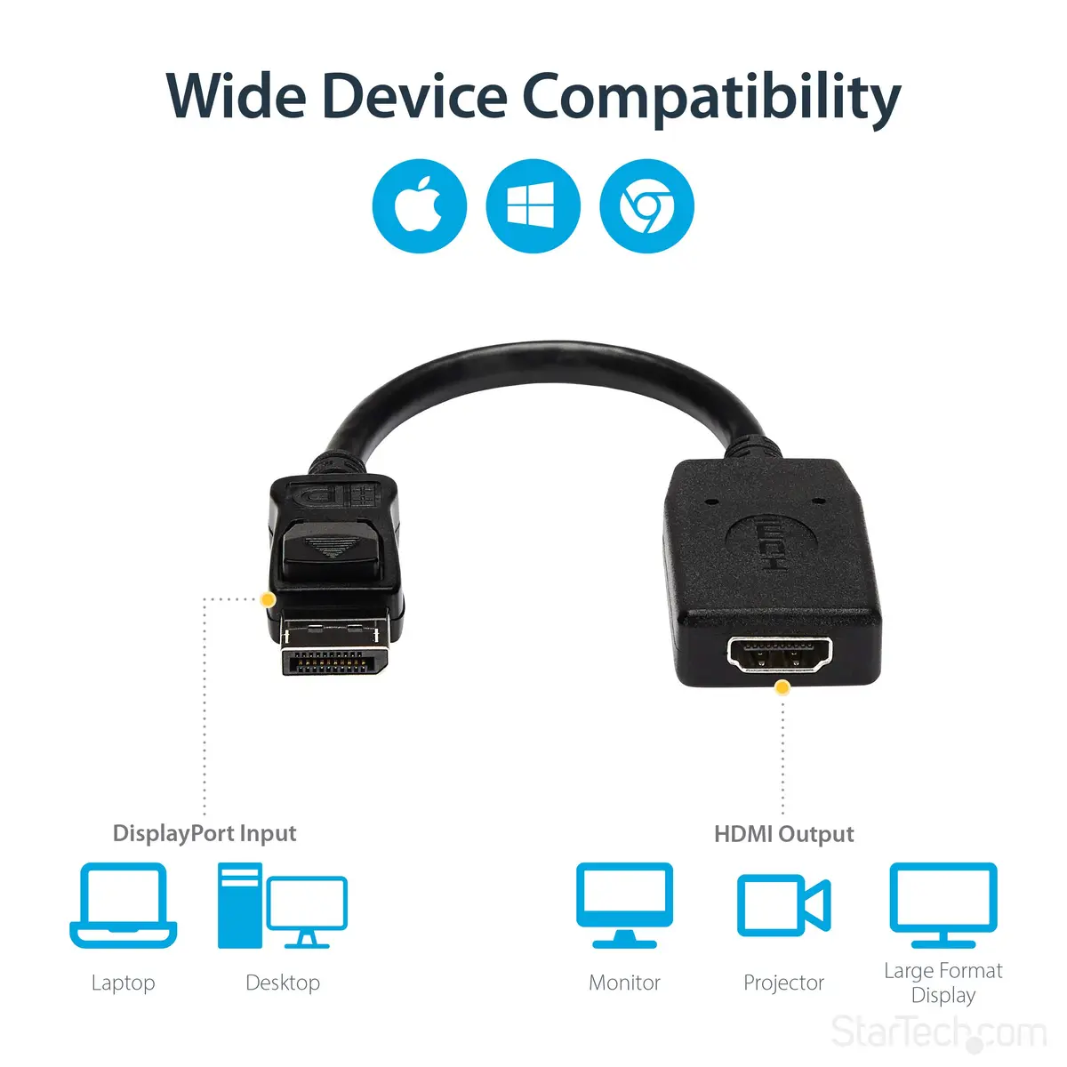 StarTech.com DisplayPort to HDMI Adapter DP2HDMI 13cm (5in) | VESA Certified Passive Converter for 1080p Video - view 5