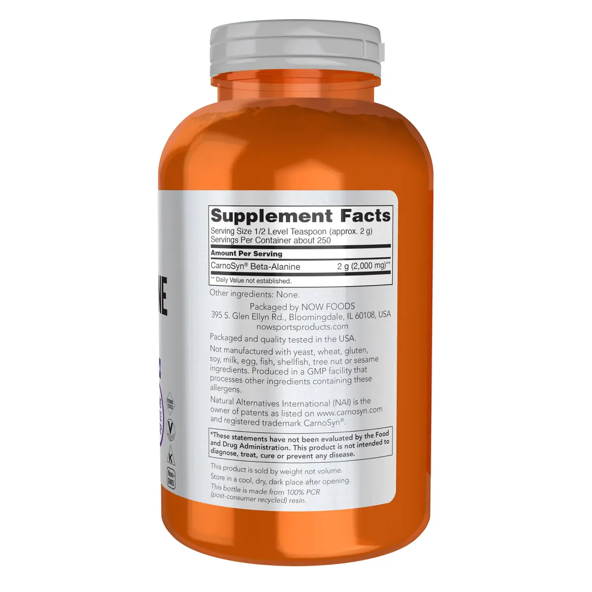 NOW Beta-Alanine Pure Powder 500 g | Supports Muscular Endurance & Delays Fatigue - view 2