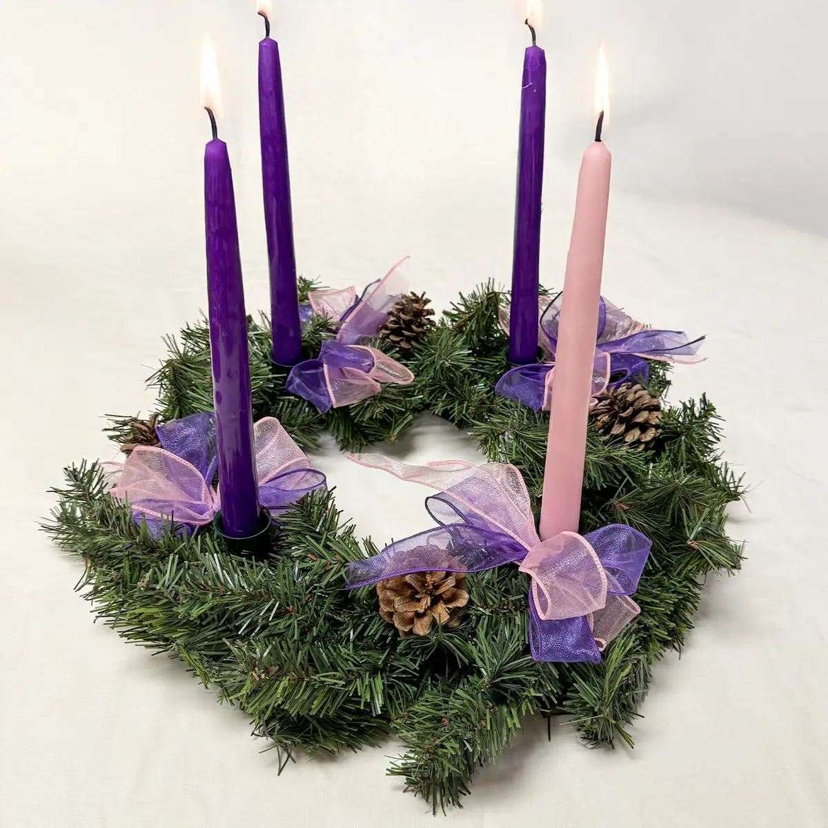 Wilson Advent Wreath with Candles | Hand Made USA Christmas Decor, 12" Diameter - main product image