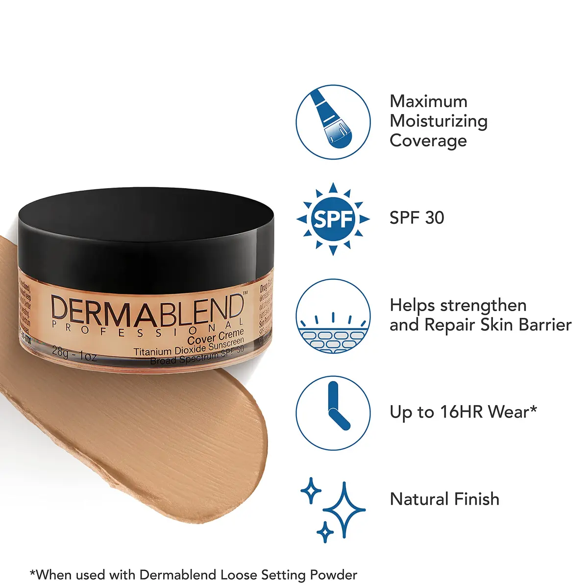 Dermablend Cover Creme Foundation SPF 30 30N Sand Beige 1 Oz | Full Coverage, Natural Finish - view 3