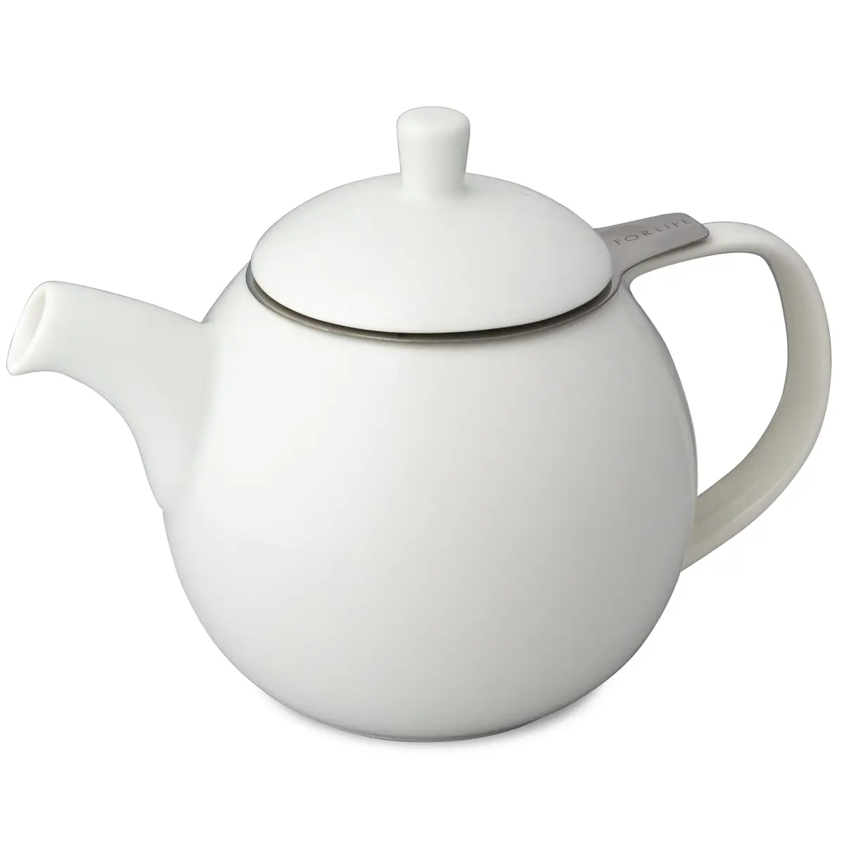 FORLIFE Curve Teapot with Infuser 24-Ounce | Dishwasher Safe, Lead-Free, Porcelain White - main product image