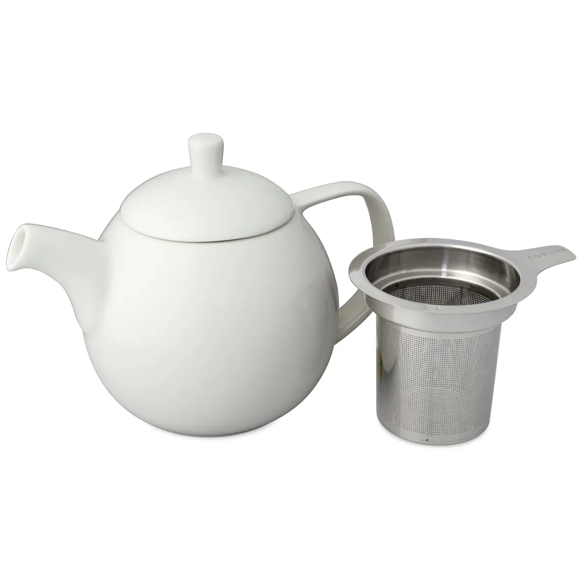 FORLIFE Curve Teapot with Infuser 24-Ounce | Dishwasher Safe, Lead-Free, Porcelain White - view 2