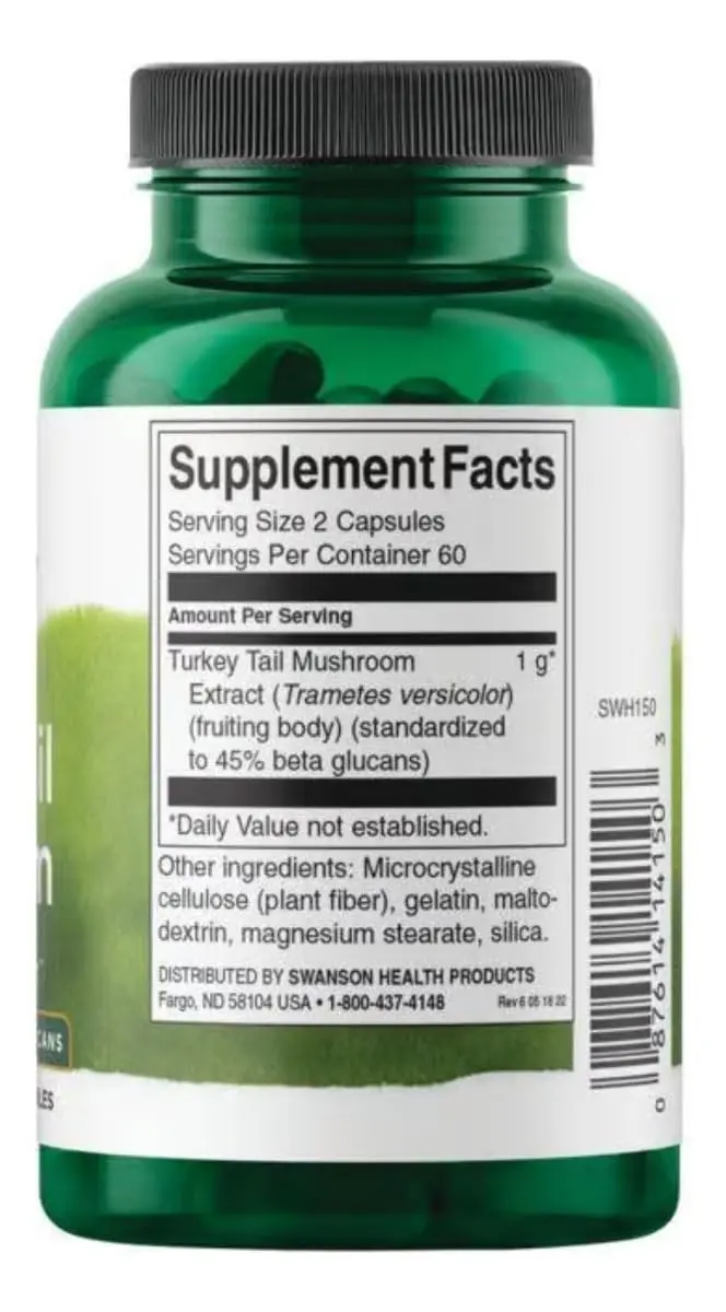 Swanson Turkey Tail Mushroom Herbal Supplement 500 mg 120 Capsules | Supports Immune System & Cellular Health - view 2