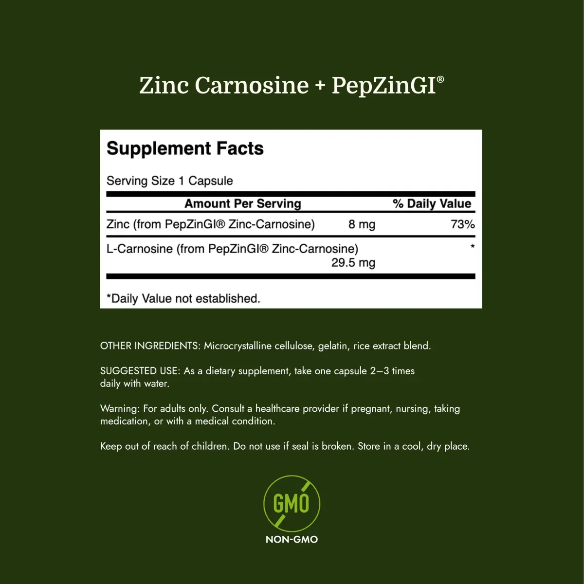 Swanson Zinc Carnosine PepZinGI Gastric Health Supplement 60 Capsules | Supports Stomach Lining & Digestive Wellness - view 4