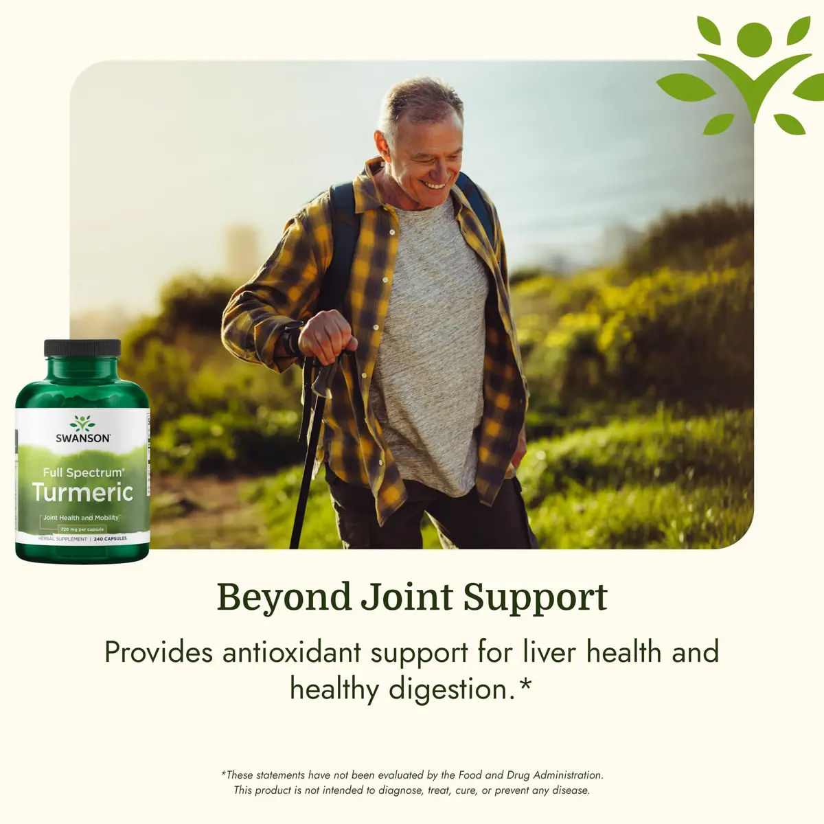 Swanson Full Spectrum Turmeric Curcumin Supplement, 240 Vegan Capsules | Supports Liver, Joints & Brain - view 5