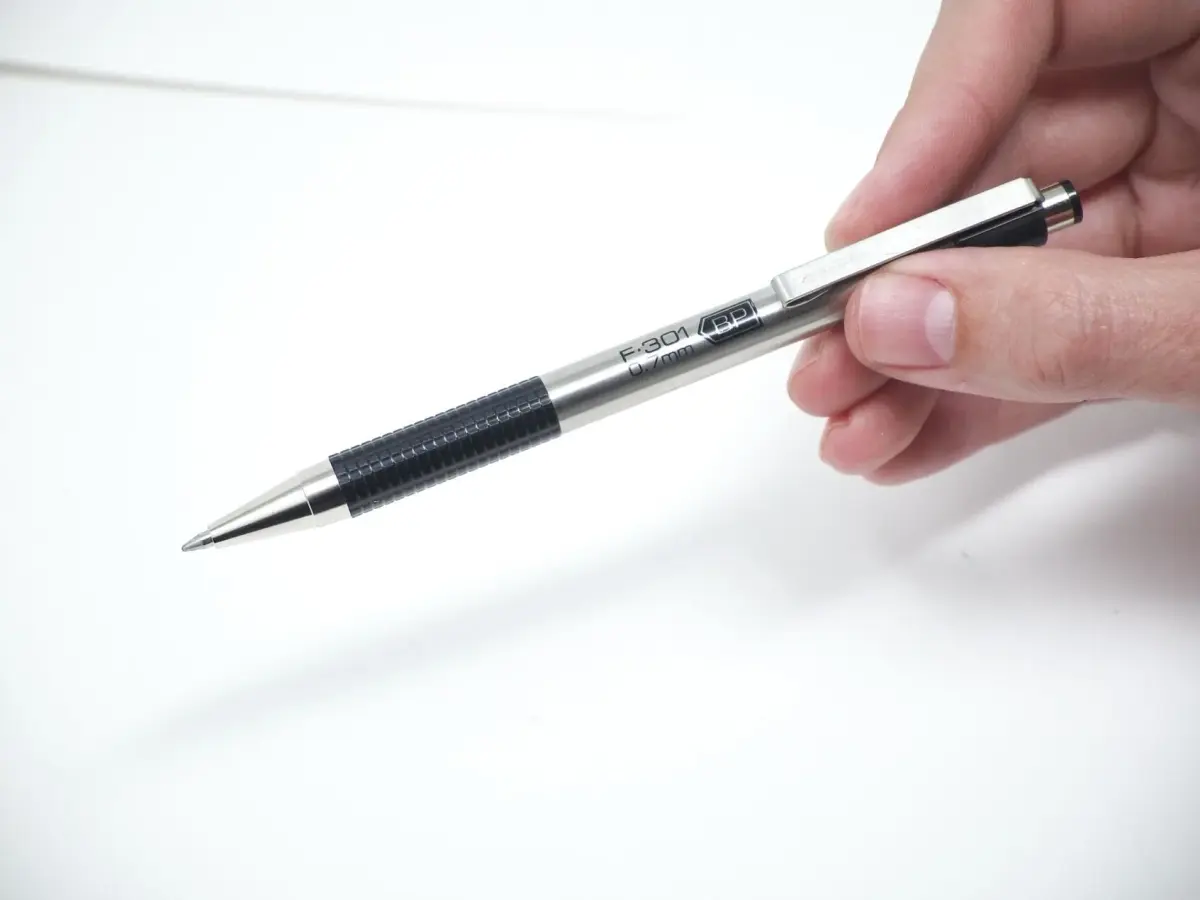 Zebra Pen F-301 Compact Ballpoint Pen Stainless Steel Fine Point 0.7mm Black | Easy-Glide Ink - view 3