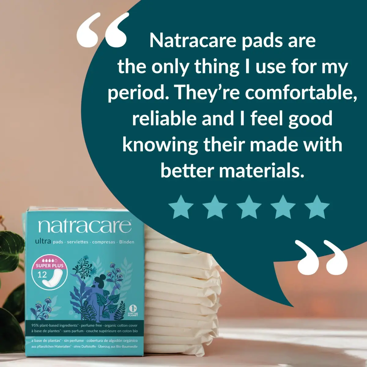 Natracare Slim Fitting Ultra Pads with Wings, Long, 10 Count (10 Count) | Certified Organic Cotton & Plastic-Free - view 5