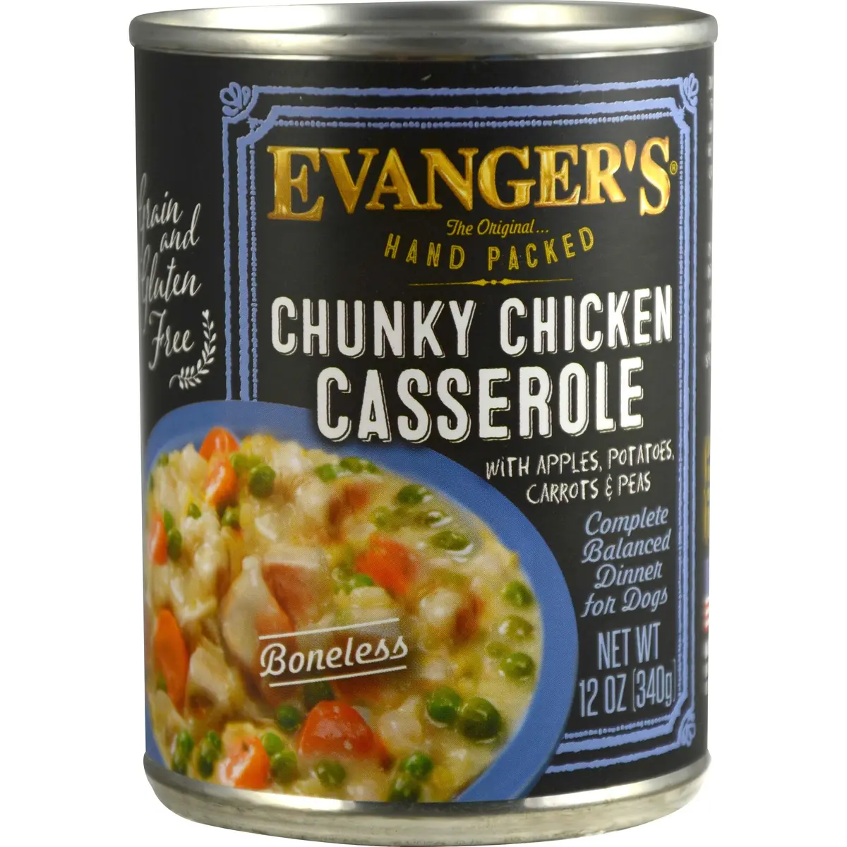 Evanger's Hand Packed Chunky Chicken Casserole Dog Food – 12 Count, 12 oz Each – Grain & Gluten Free - main product image