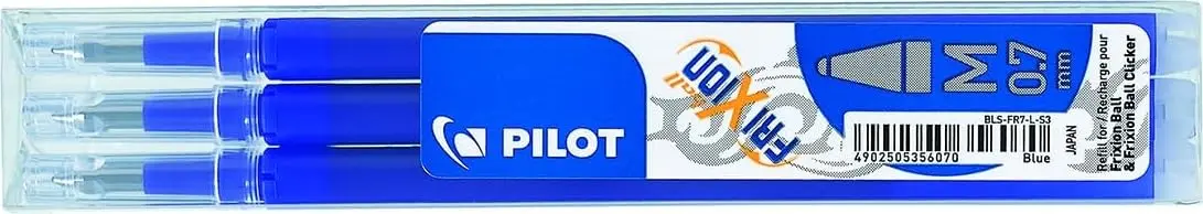 Pilot Refills for Frixion Rollerball 0.7 mm Tip | Blue, Pack of 3 | Erasable Gel Ink - main product image