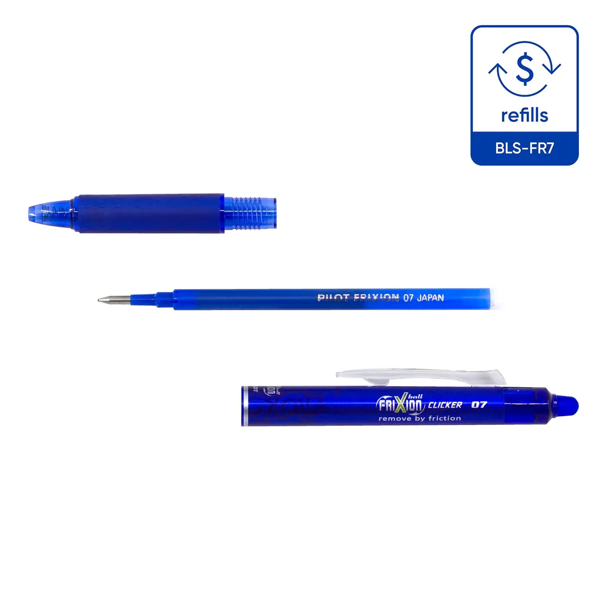 Pilot Refills for Frixion Rollerball 0.7 mm Tip | Blue, Pack of 3 | Erasable Gel Ink - view 2