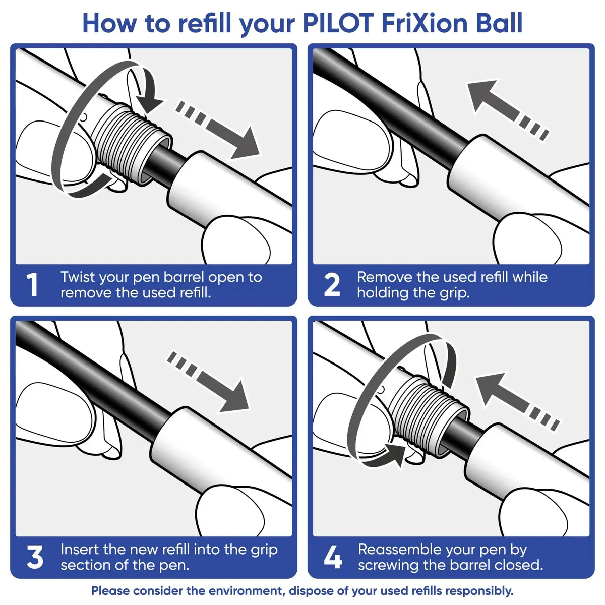 Pilot Refills for Frixion Rollerball 0.7 mm Tip | Blue, Pack of 3 | Erasable Gel Ink - view 3