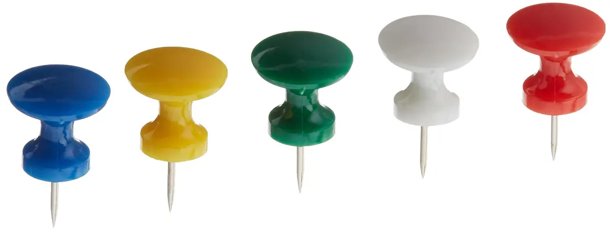 Swingline Jumbo Push Pins Assorted Colors 25 Count | Heavy-Duty Wall & Document Fastening - main product image