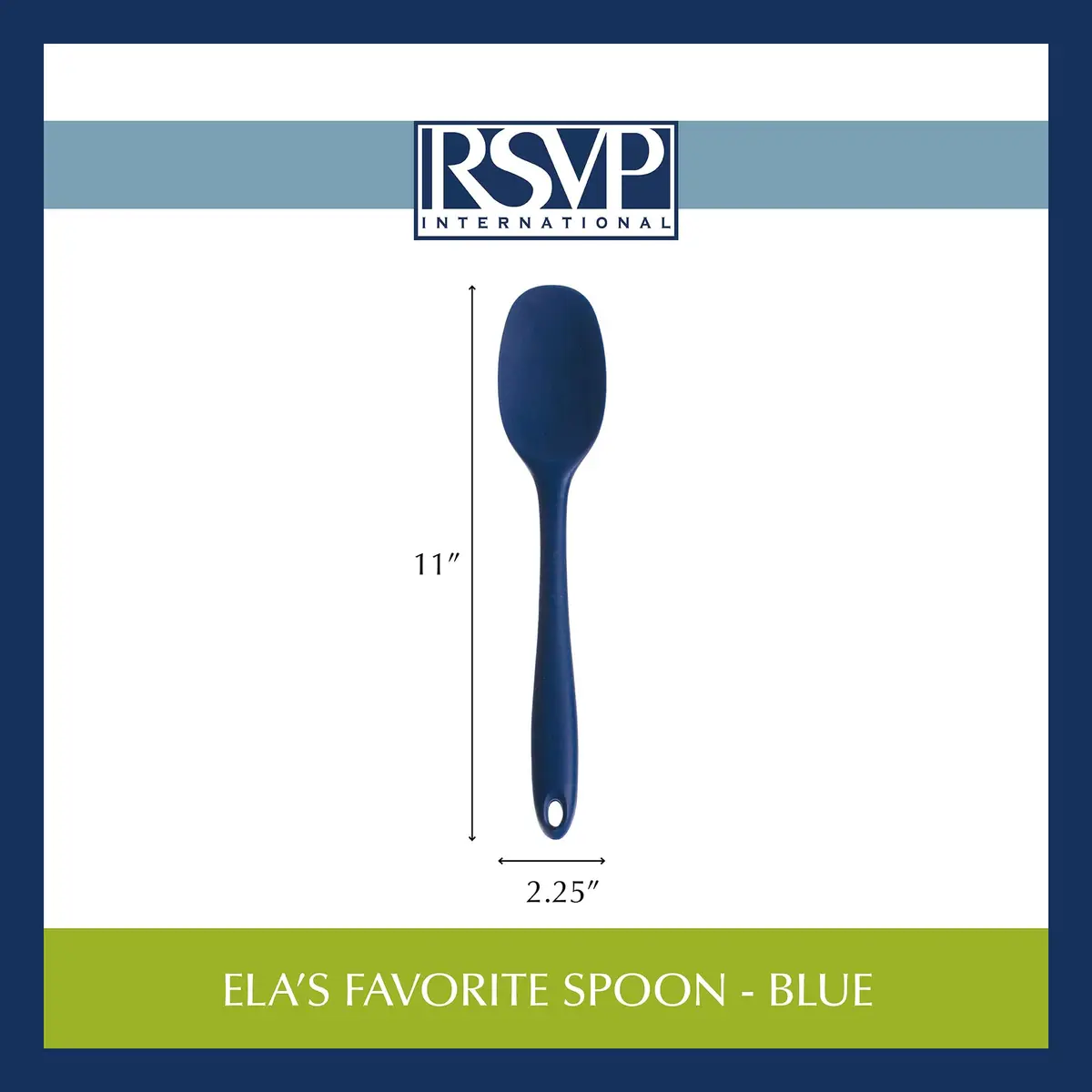 RSVP International Ela's Favorite Silicone Spatula Spoon, Blue, 11" | BPA-Free Heat Resistant Kitchen Tool - view 6