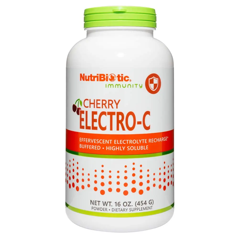 NutriBiotic Cherry Electro-C Vitamin C & Electrolyte Powder | 16 Oz | Effervescent Recharge | Buffered & Highly Soluble | Non-GMO & Gluten Free - main product image