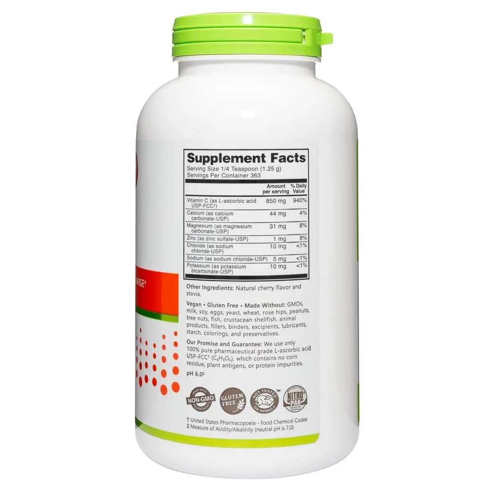 NutriBiotic Cherry Electro-C Vitamin C & Electrolyte Powder | 16 Oz | Effervescent Recharge | Buffered & Highly Soluble | Non-GMO & Gluten Free - view 3