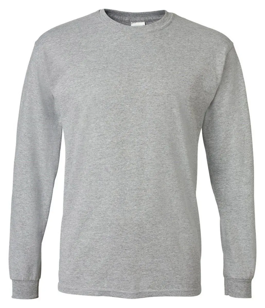 Gildan Men's 5.5 oz., 50/50 Long-Sleeve T-Shirt, Ash Grey, Medium | Classic Cotton-Polyester Blend for Daily Comfort - main product image