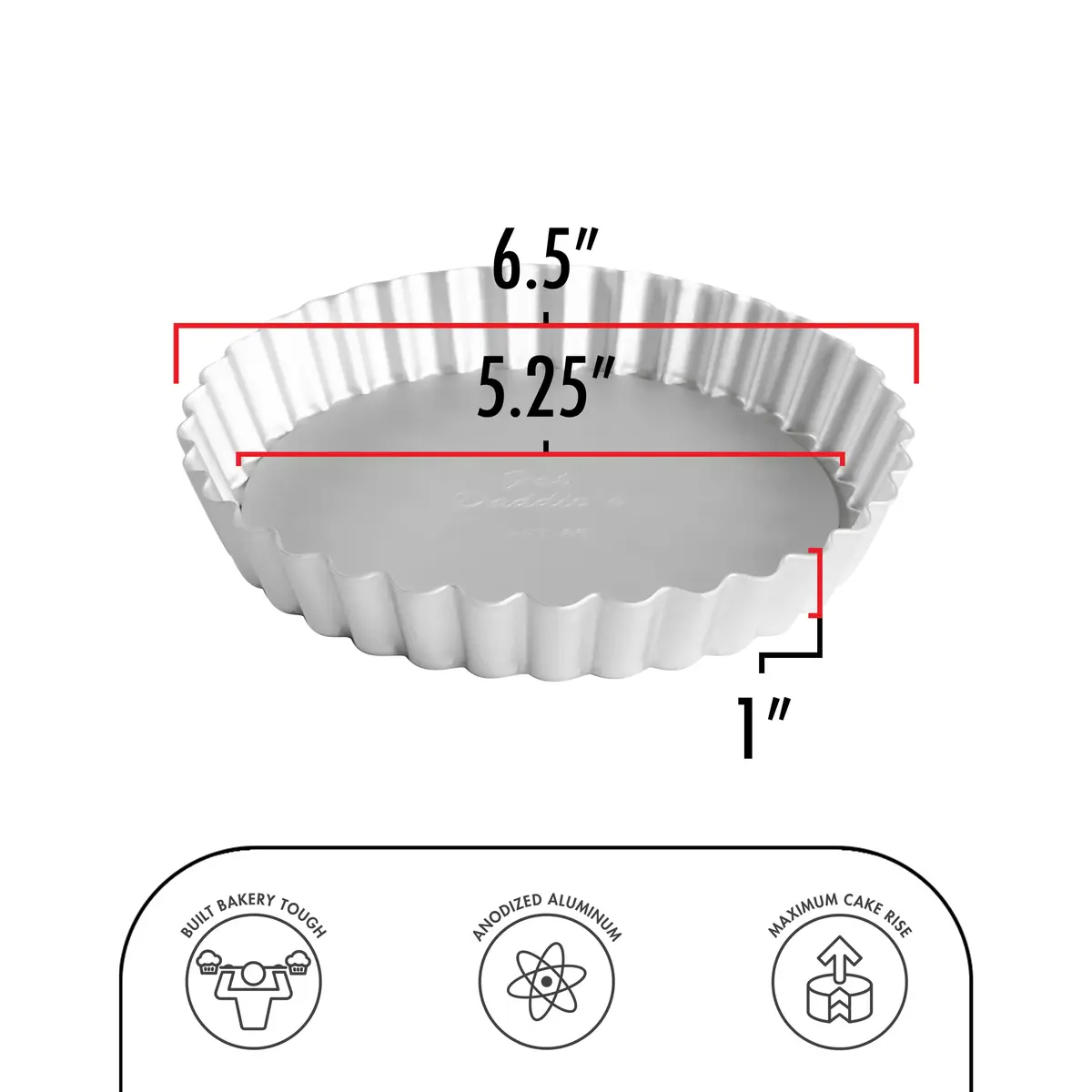 Fat Daddio's PFT-65 Round Fluted Tart Pan 6.5 x 1 Inch | Durable Aluminum Bakeware for Pies & Tarts - view 3