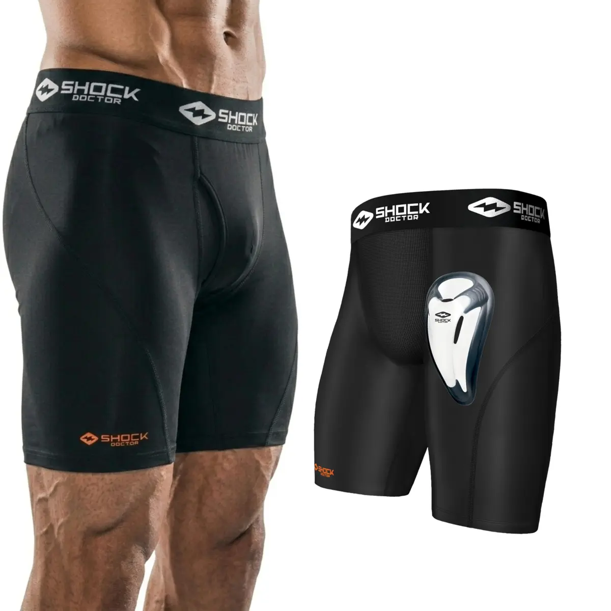 Shock Doctor Compression Shorts with Protective Bio-Flex Cup | Moisture Wicking Ventilated Support for Active Men - main product image
