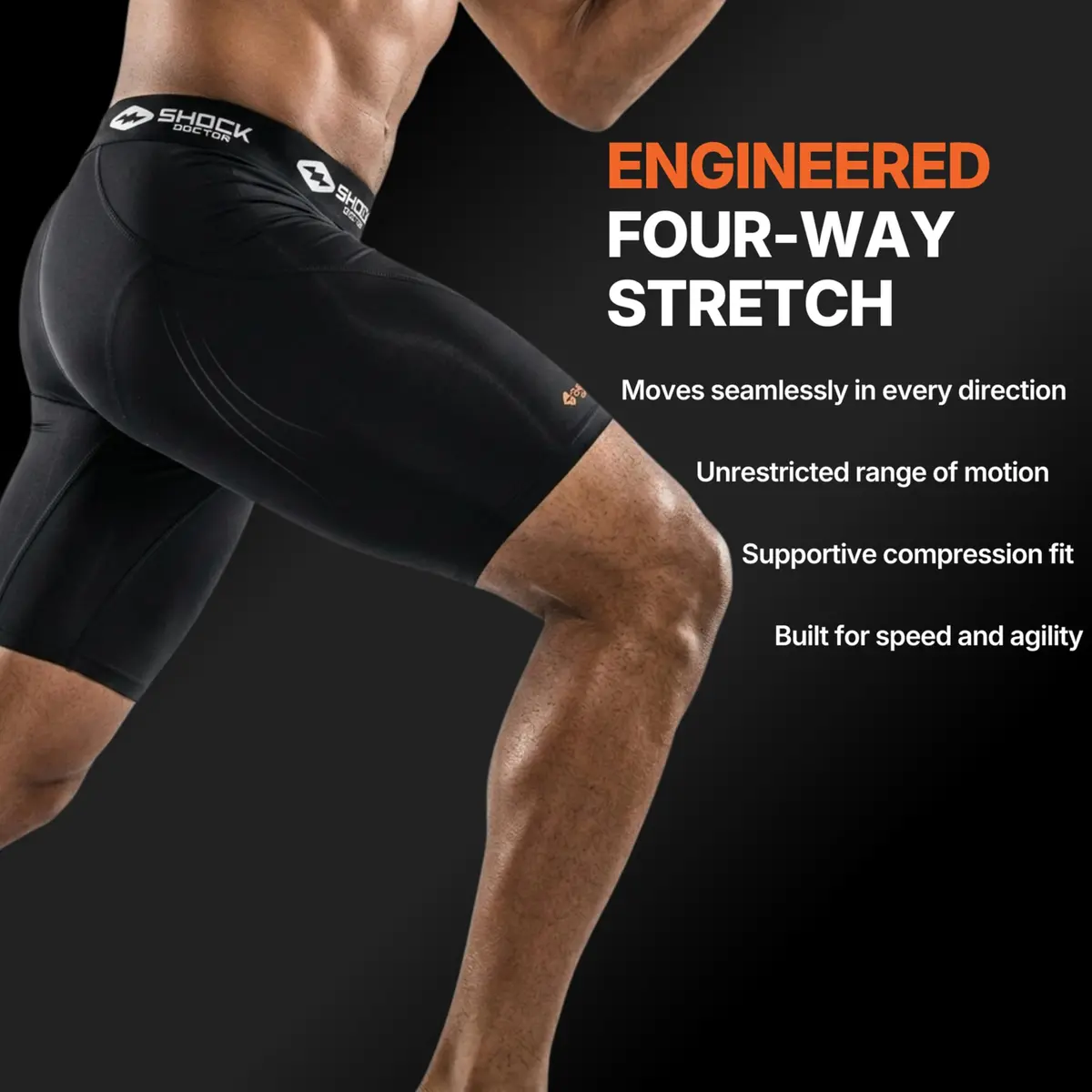 Shock Doctor Compression Shorts with Bio-Flex Cup | Moisture Wicking, Ventilated Support for Active Men - view 8