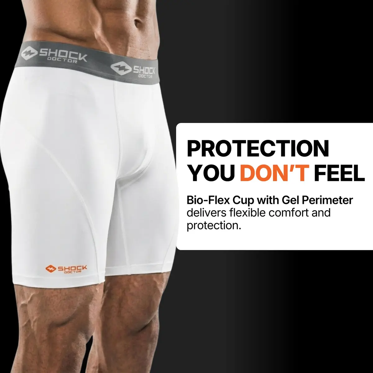 Shock Doctor Compression Shorts with Protective Bio-Flex Cup | Moisture Wicking, Vented Support, Adult, X-Large - view 4