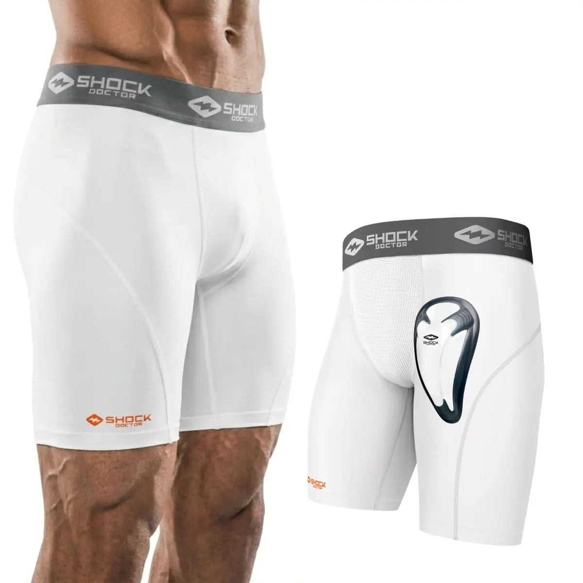 Shock Doctor Compression Shorts with Protective Bio-Flex Cup | Moisture Wicking, Vented Support, Adult, X-Large - main product image