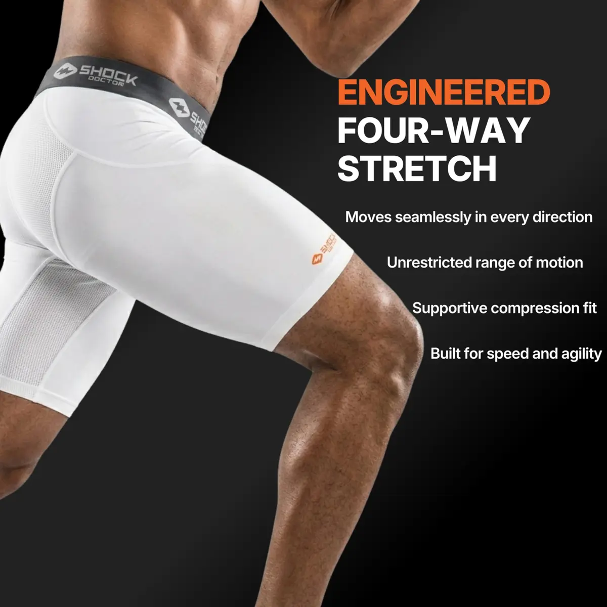 Shock Doctor Compression Shorts with Protective Bio-Flex Cup | Moisture Wicking, Vented Support, Adult, X-Large - view 8