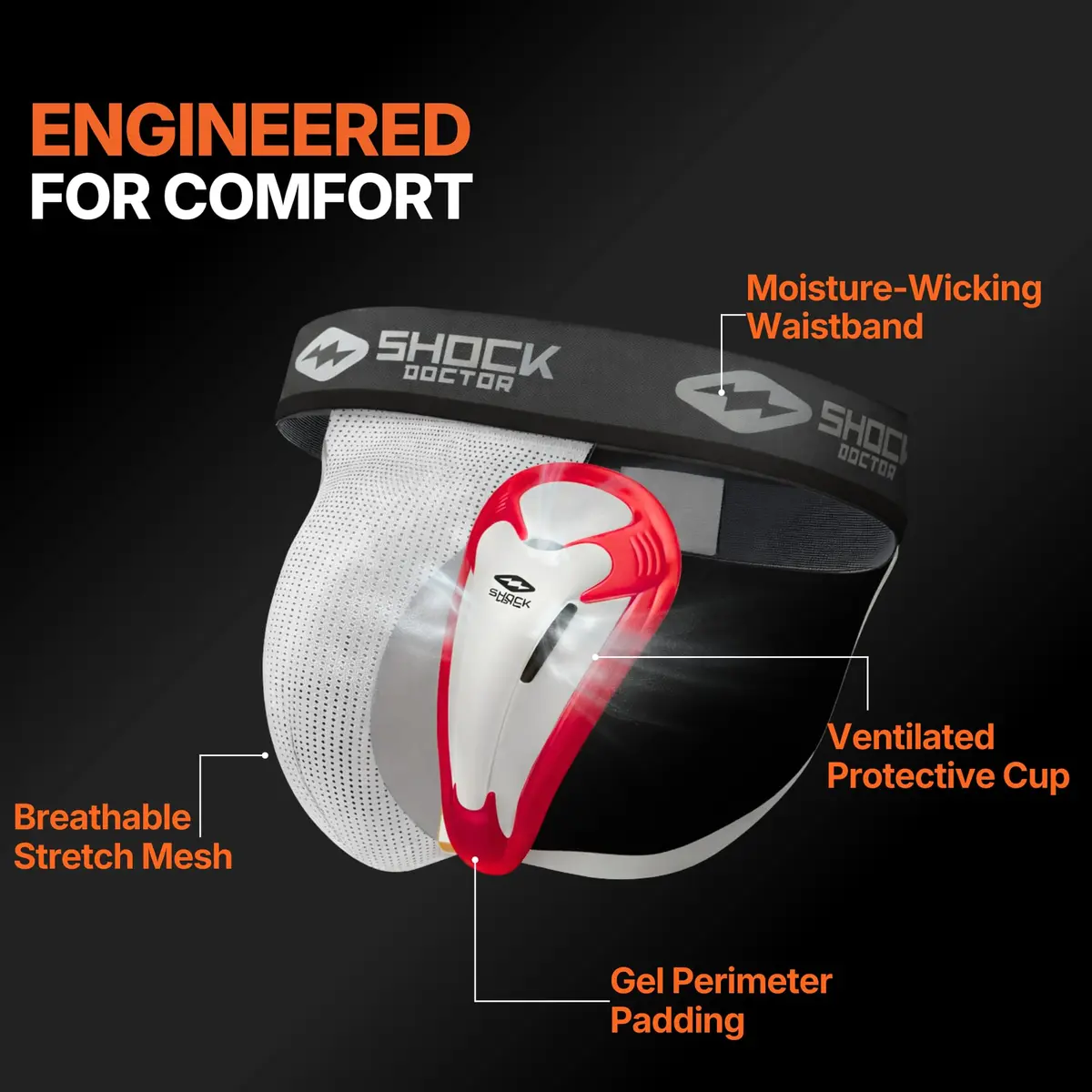 Shock Doctor 213 Core Supporter with BioFlex Cup Large | Athletic Groin Protector for Men - view 5