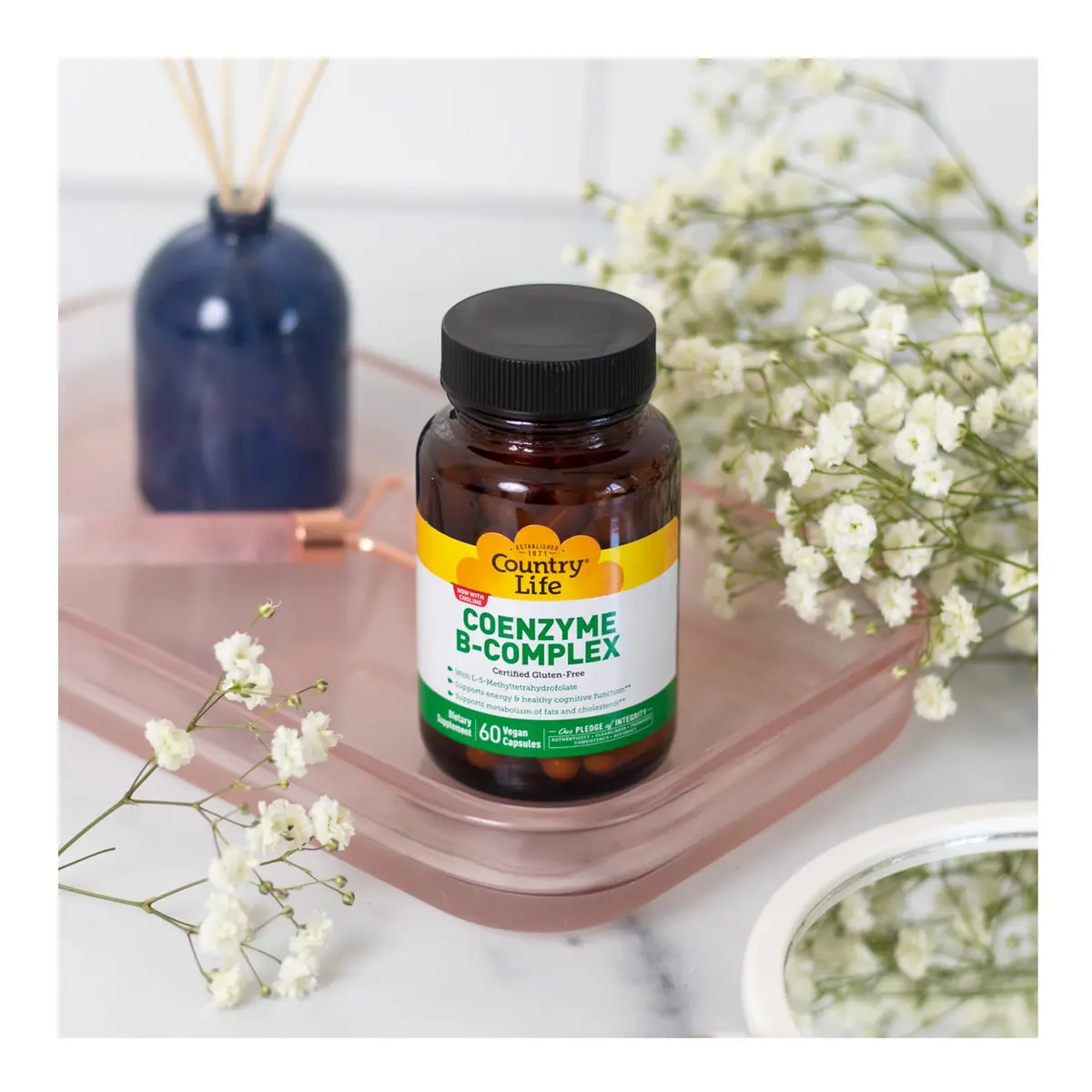 Country Life Coenzyme B-Complex with Choline, 60 Vegan Capsules | Supports Nerve & Brain Health - view 3