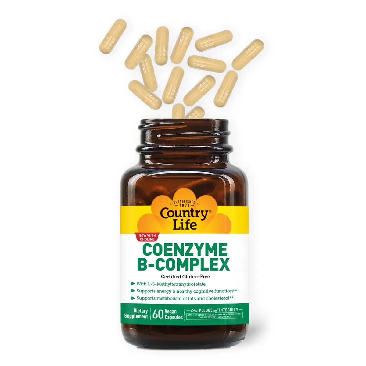 Country Life Coenzyme B-Complex with Choline, 60 Vegan Capsules | Supports Nerve & Brain Health - view 4